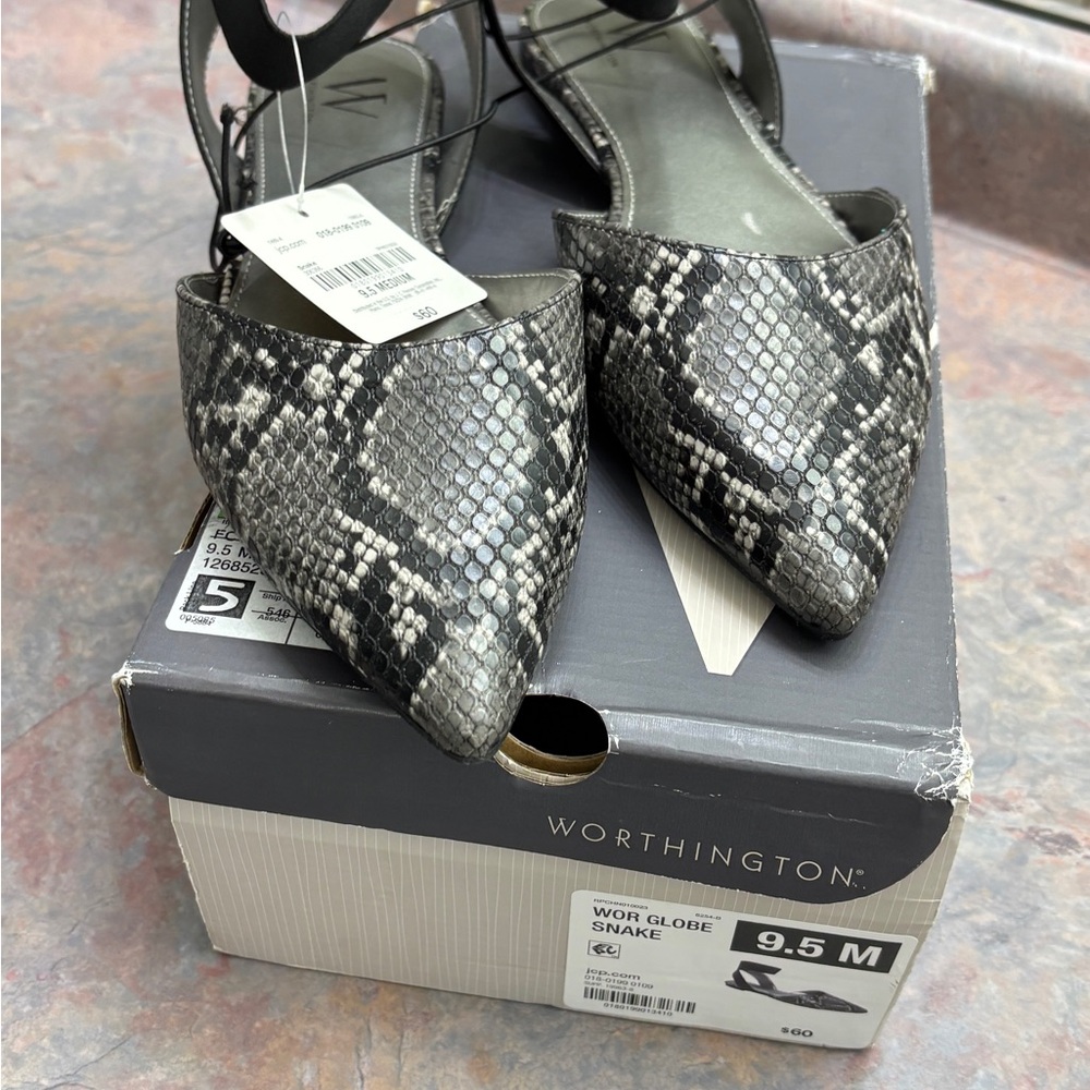 Worthington Women's Snake Print Flats - Black and White